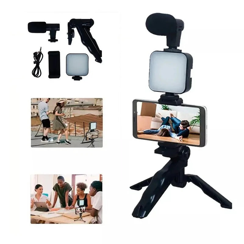 EcoLuz Studio - Kit de Grabación Micrófono Luz Led