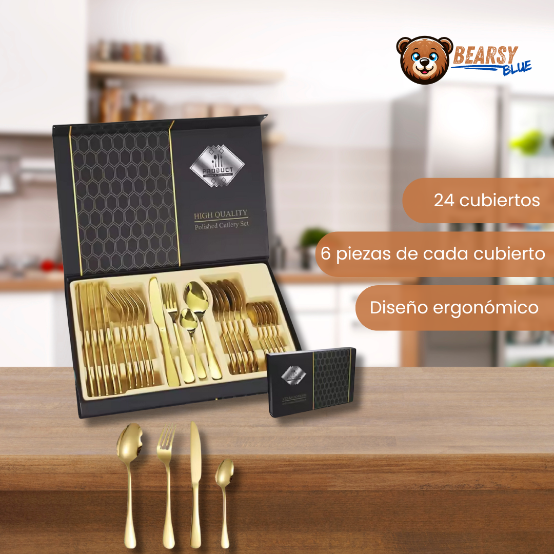 Juego Cubiertos Elegance - 24 Piezas Acero Inoxidable